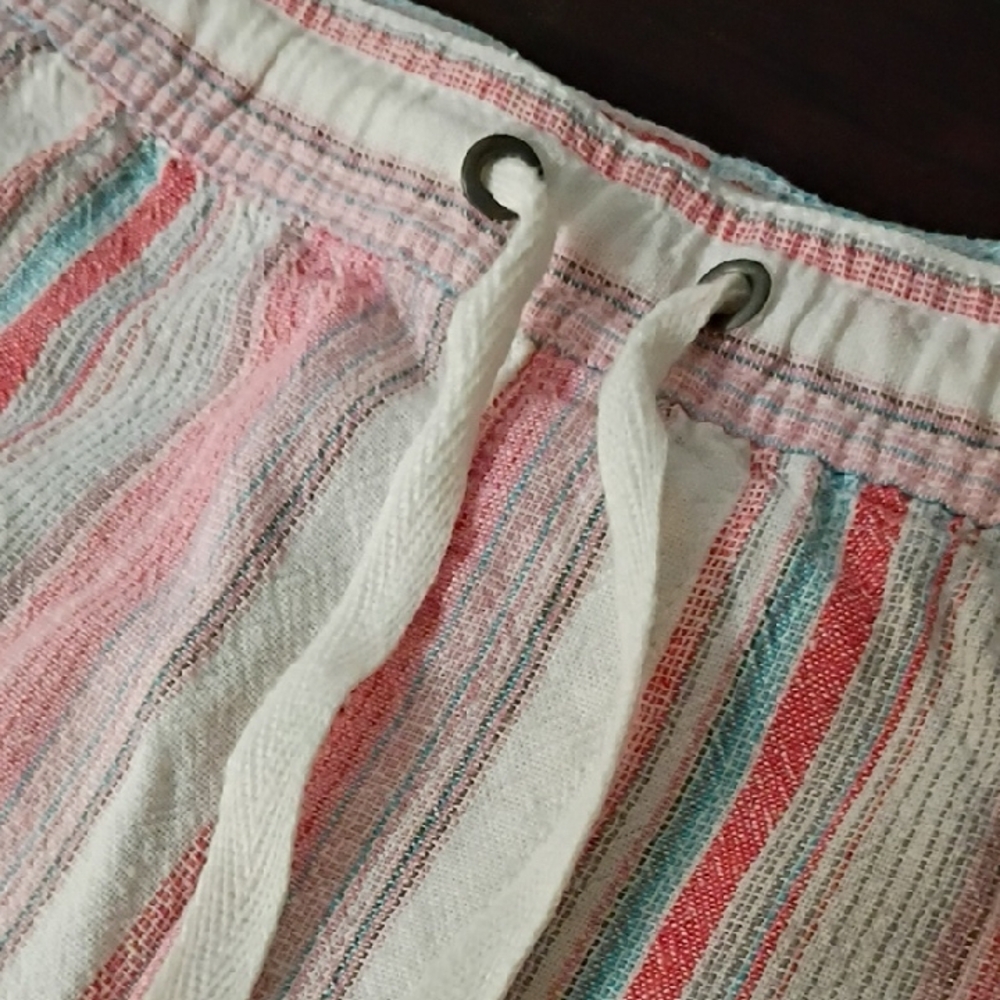 Women's Pink Striped Drawstring Bermuda Shorts - Picture 4 of 5